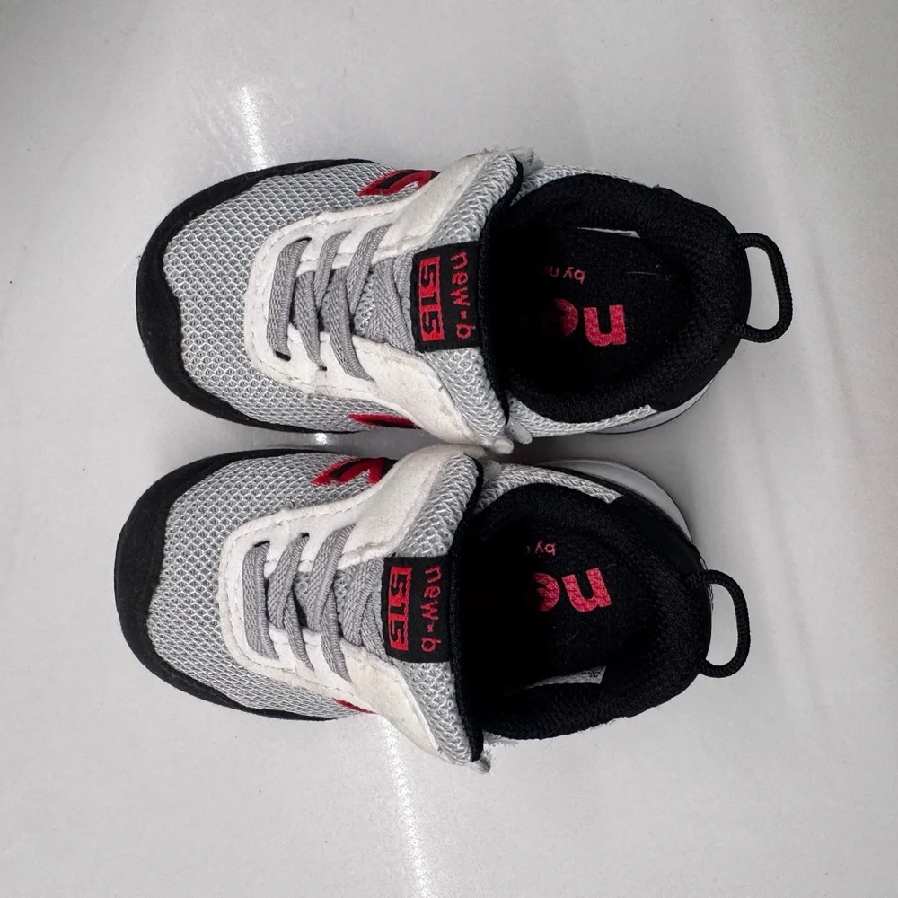New Balance 515 Toddler Sneakers Gray Black Red Hook Loop